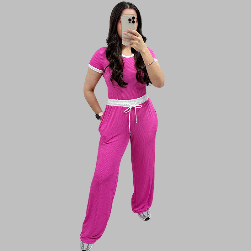 PLATUT - Short Sleeve Top with Wide Leg Pants