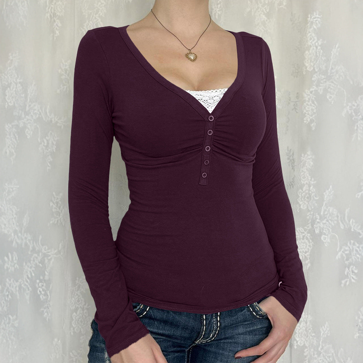 Palya - Cozy V-Neck Long Sleeve Tee