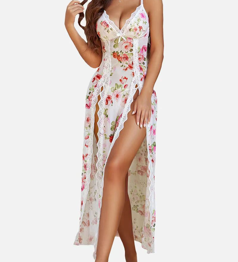 LUZY™ - Elegant V-Neck Maxi Nightdress for Relaxed Nights