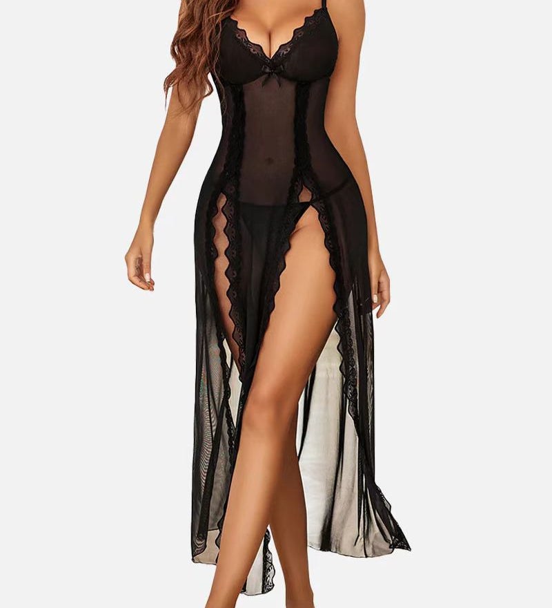 LUZY™ - Elegant V-Neck Maxi Nightdress for Relaxed Nights