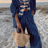 Imogen - Coordinated Button-Up Shirt and Pants Ensemble