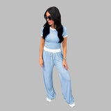 PLATUT - Short Sleeve Top with Wide Leg Pants