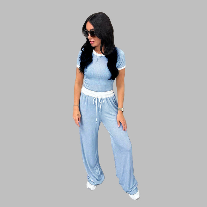 PLATUT - Short Sleeve Top with Wide Leg Pants