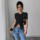 Hati - Casual Short Sleeve Button-Up Top for Summer
