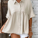 Ellasa - Plus Size Ruffle Button-Up Blouse for Casual Wear