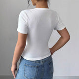 Hati - Casual Short Sleeve Button-Up Top for Summer
