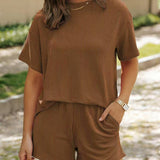 PETUNIAT - Cozy Short Sleeve Top and Shorts Set