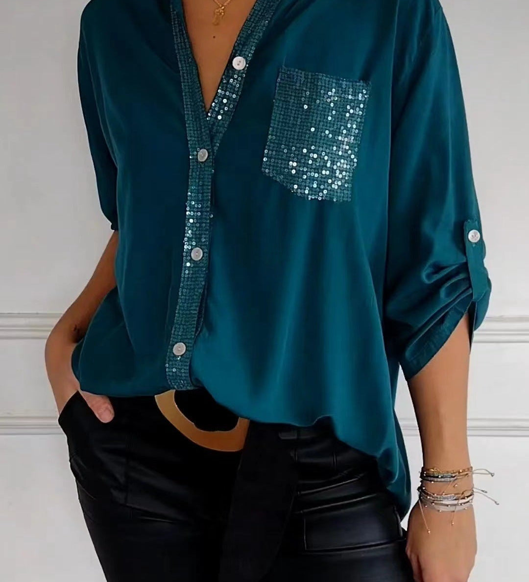 Danica - Blouse with Sequin Accents