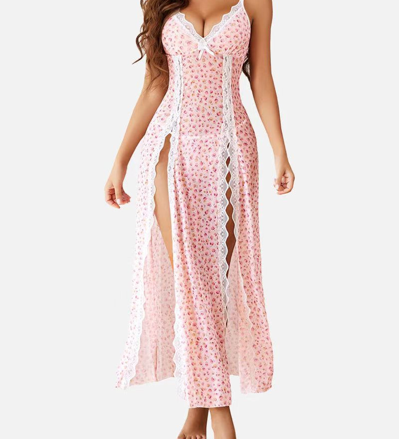 LUZY™ - Elegant V-Neck Maxi Nightdress for Relaxed Nights