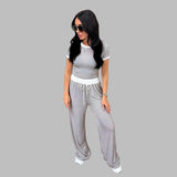 PLATUT - Short Sleeve Top with Wide Leg Pants
