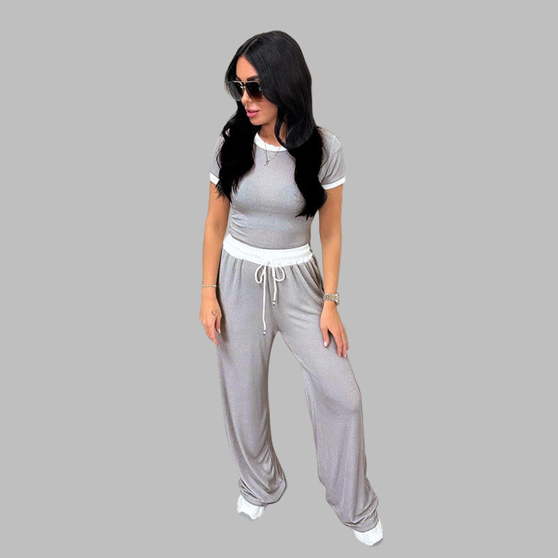 PLATUT - Short Sleeve Top with Wide Leg Pants
