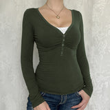 Palya - Cozy V-Neck Long Sleeve Tee