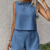 CLARISSE™ - Stylish Sleeveless Tank and Shorts Ensemble