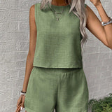 CLARISSE™ - Stylish Sleeveless Tank and Shorts Ensemble