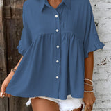 Ellasa - Plus Size Ruffle Button-Up Blouse for Casual Wear