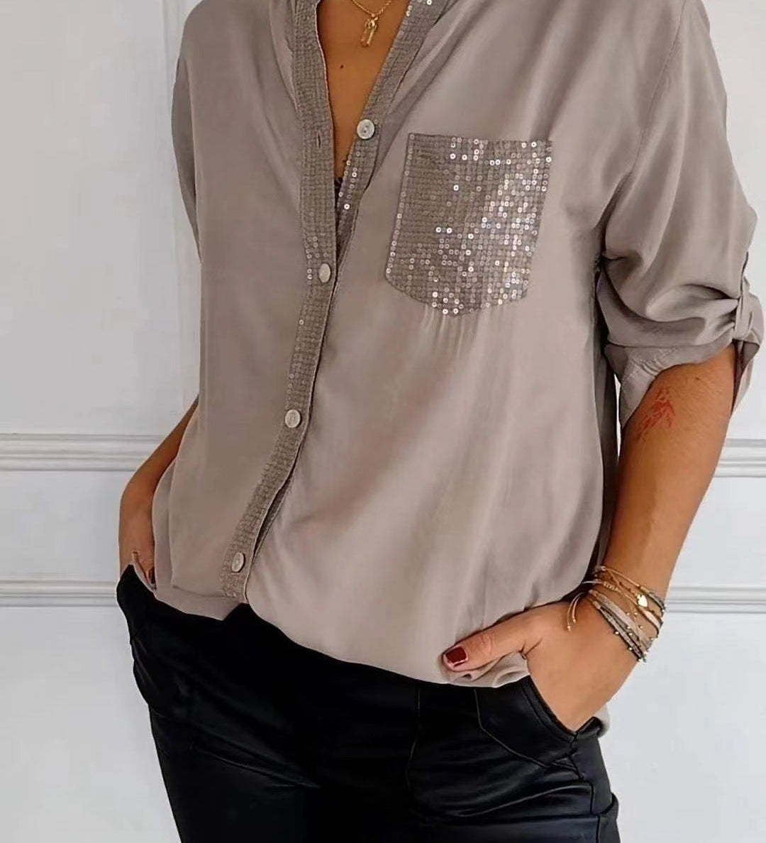 Danica - Blouse with Sequin Accents