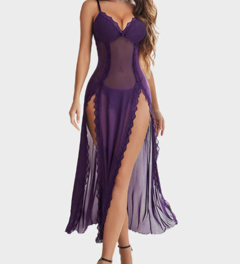 LUZY™ - Elegant V-Neck Maxi Nightdress for Relaxed Nights