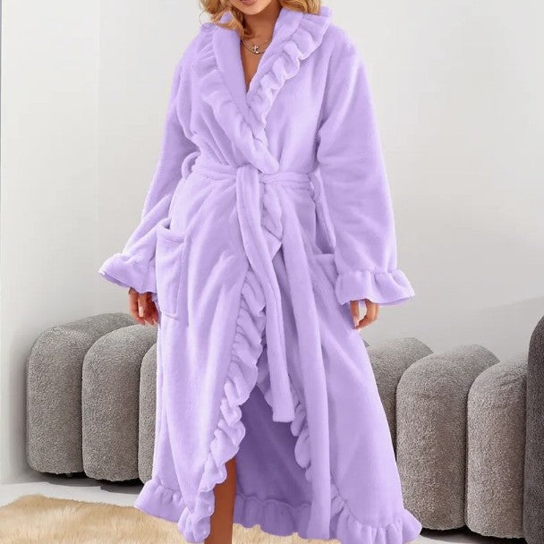 SASUKE™ - Elegant Long Sleeve Robe with Ruffled Hem