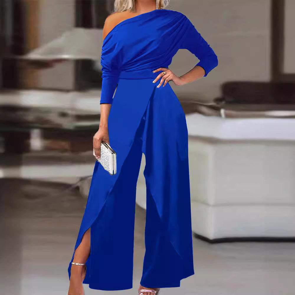 LEILANI™ - Chic Ruched Wrap Jumpsuit with Split Hem