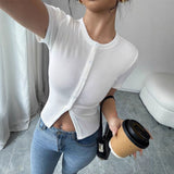 Hati - Casual Short Sleeve Button-Up Top for Summer