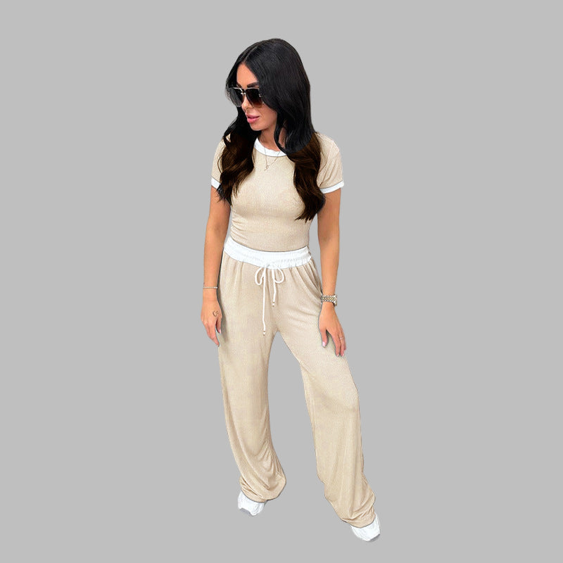 PLATUT - Short Sleeve Top with Wide Leg Pants