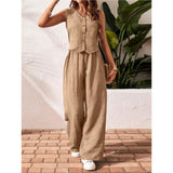 CHARISSA™ – Chic Sleeveless V-Neck Top and Trouser Ensemble
