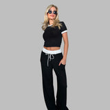 PLATUT - Short Sleeve Top with Wide Leg Pants
