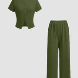 MIRANDAT - Button-Up Front Top with Wide Fit
