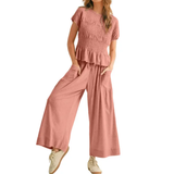 WRENOVA™ – Comfy Smocked Wide-Leg Lounge Ensemble