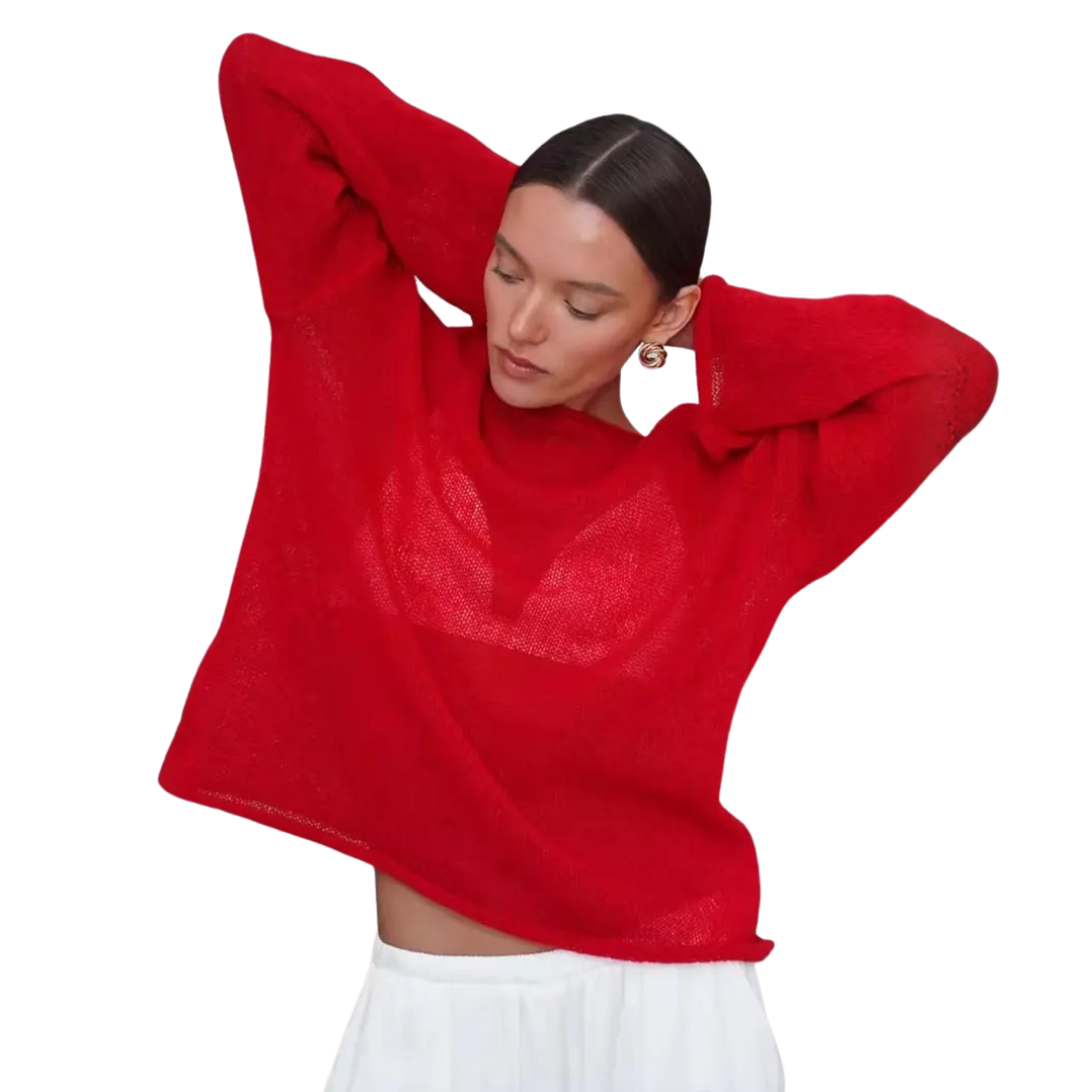 BRISEIS™ – Lightweight Hollow-Out Flare Sleeve Knit Sweater