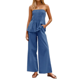 ZELENE™ – Effortless Strapless Wide-Leg Lounge Ensemble