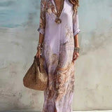 Edna - Maxi Shirt Dress with Mediterranean Print