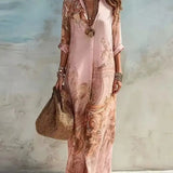 Edna - Maxi Shirt Dress with Mediterranean Print