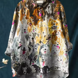 Isla - Blouse Featuring Dog Art Print