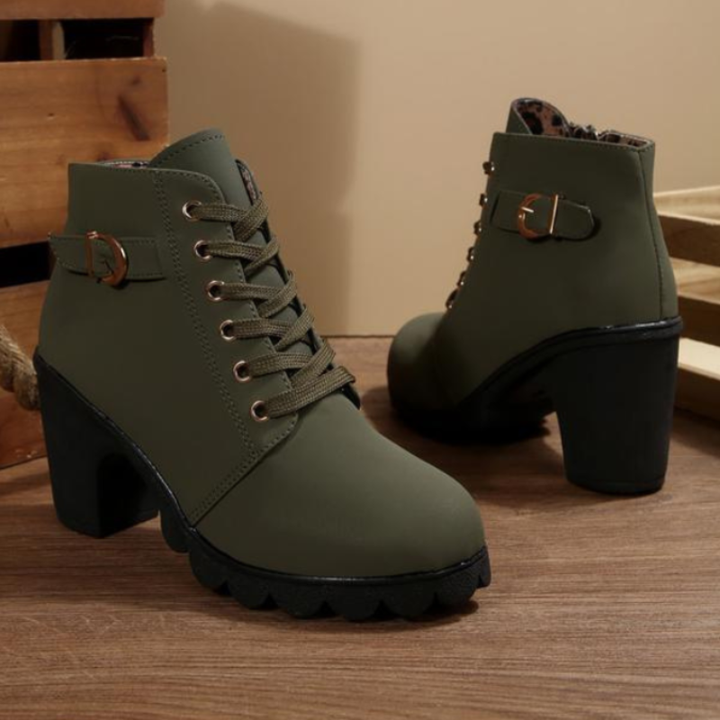 KATNIT - Stylish Lace-Up Chunky Shoes with Metal Buckle