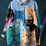 Lucy - Cat-Inspired Art Print Blouse