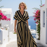 Lina - Striped Midi Wrap Dress