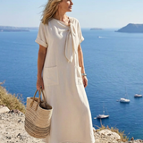 Elowyn - Maxi Dress with Round Neck and Pockets