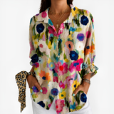 Riley - Colorful Floral Watercolor Blouse