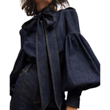 Lucy - Casual Long Sleeve Top with Tie-Neck Detail