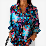 Eleanor - Botanical Blouse with Jewel Leaf Design