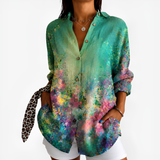 Claire - Emerald Splash Watercolor Blouse