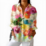 Aubrey - Lively Floral Watercolor Blouse