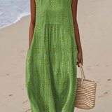 Embroidered Rose Midi Dress