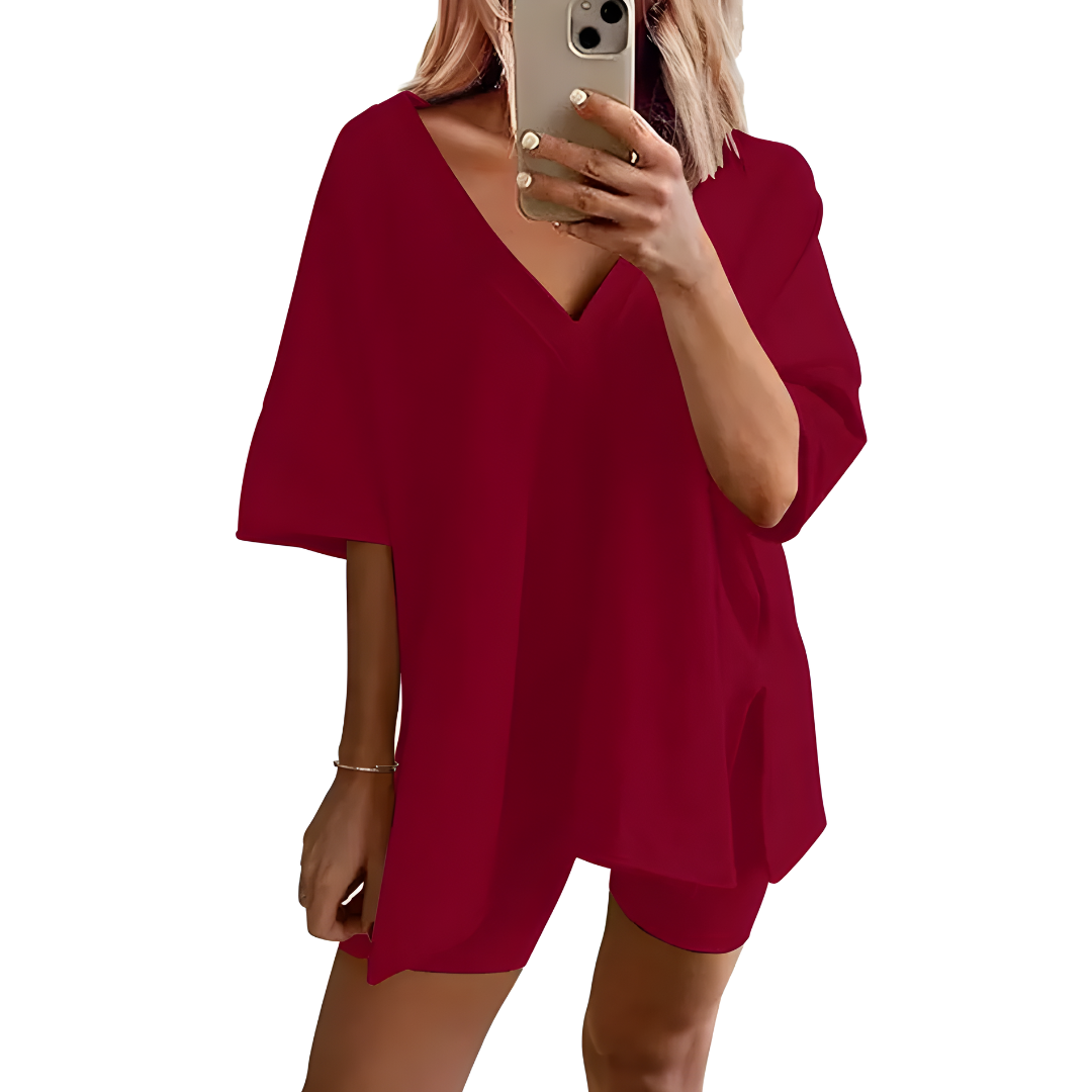 NYLA™ – Cozy V-Neck Lounge Pajama Set
