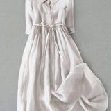 Women's Summer Lace-Up Waist Dress - Classic Comfort and Chic Style