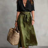 Camilla - Midi Skirt Set with Shirt and Belt