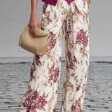 Alicia - Rose Pink Sleeveless Top with Floral Wide-Leg Pants Set