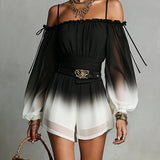Odette - Off-Shoulder Ombre Chiffon Jumpsuit