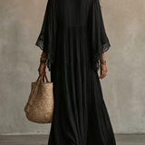 Aurora - Elegant Black Batwing Maxi Dress